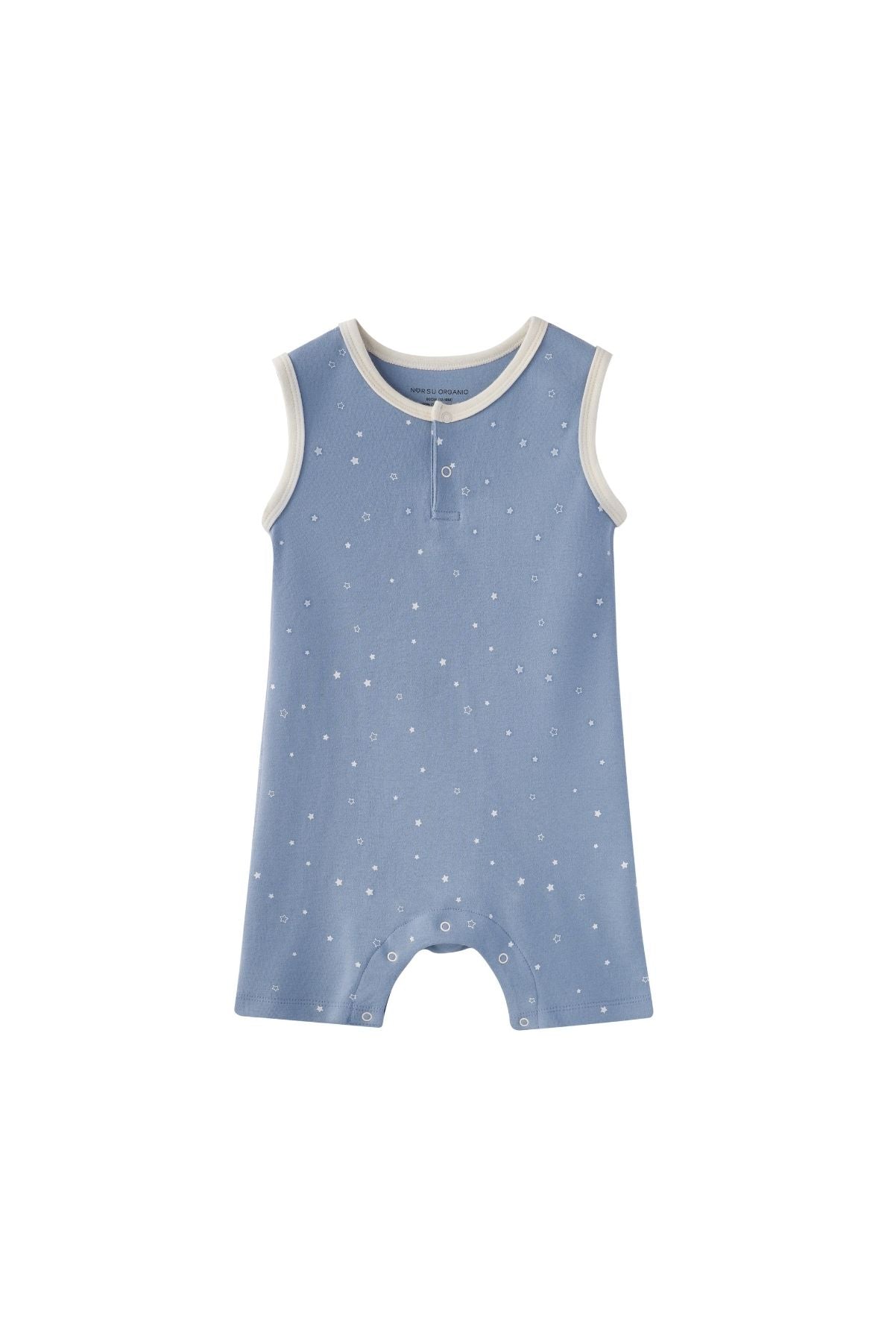 front of Baby Organic Cotton Tank Romper-Blue Starry