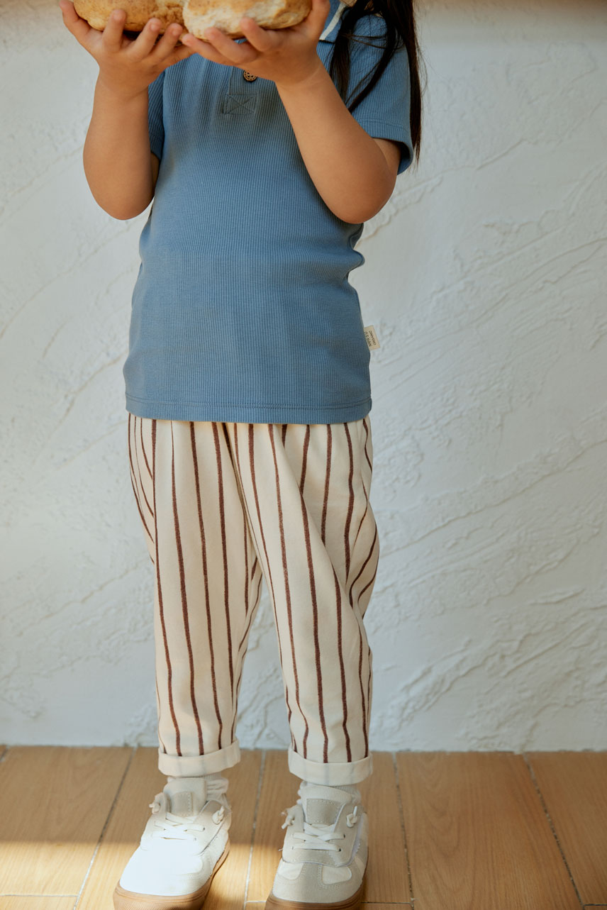 closer look of Baby Relaxed Tapered Pant-Brown Stripes
