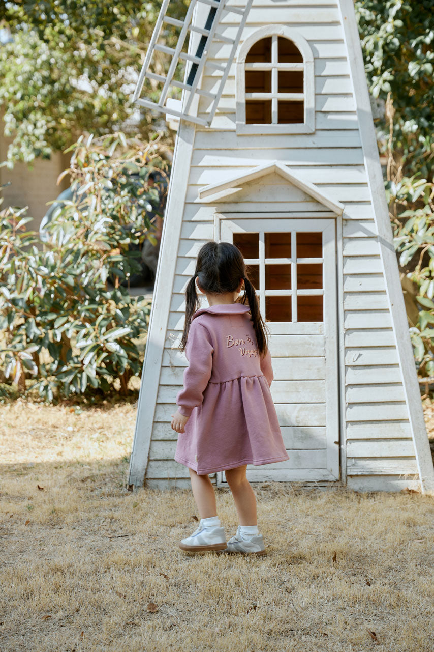 Toddler Fleece Collar Sweatshirt Dress-Ash Rose NORSU-ORGANIC