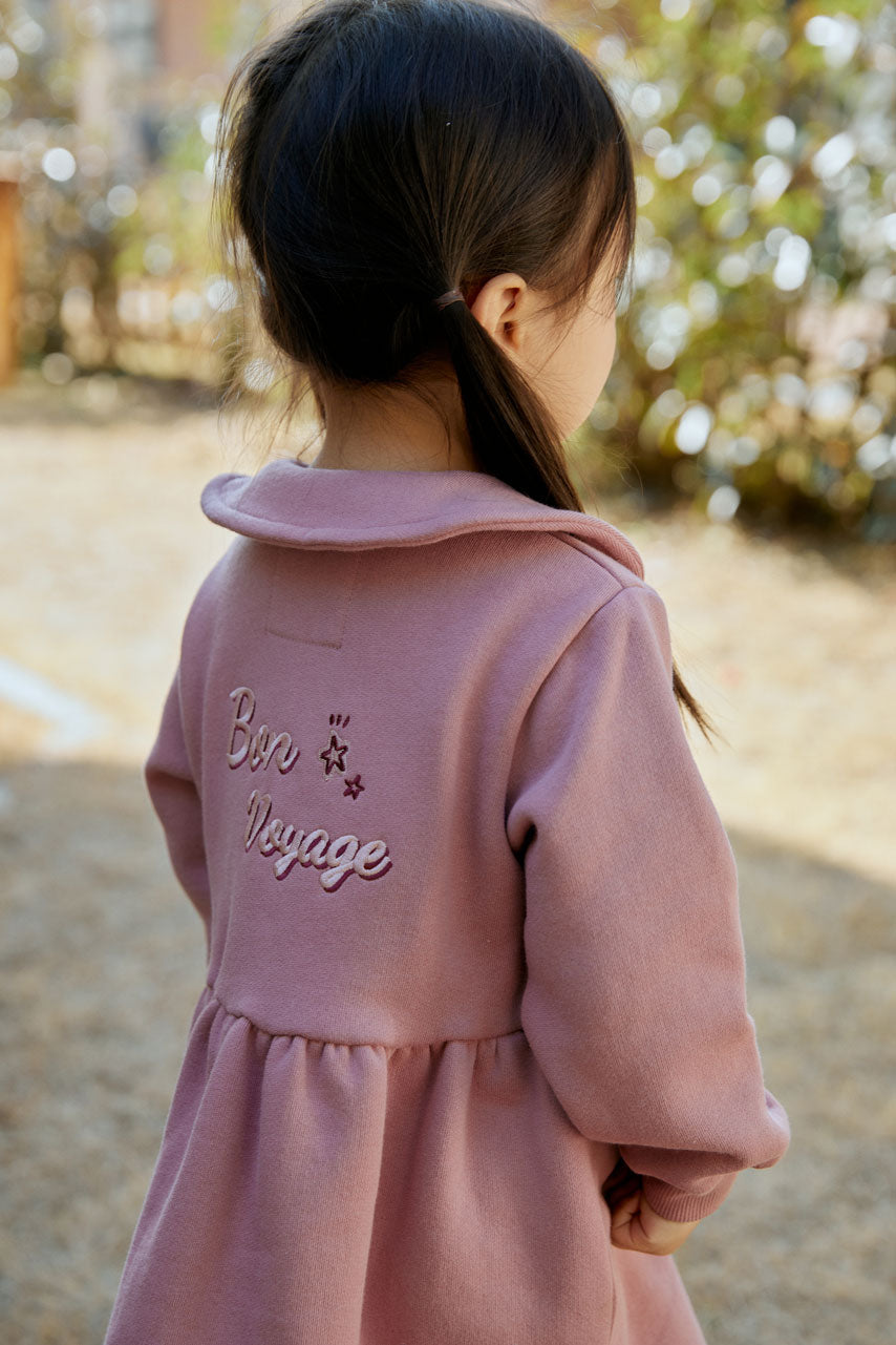 Toddler Fleece Collar Sweatshirt Dress-Ash Rose NORSU-ORGANIC