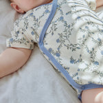 detail of Baby Organic Kimono Short-sleeve Onesie-Roses