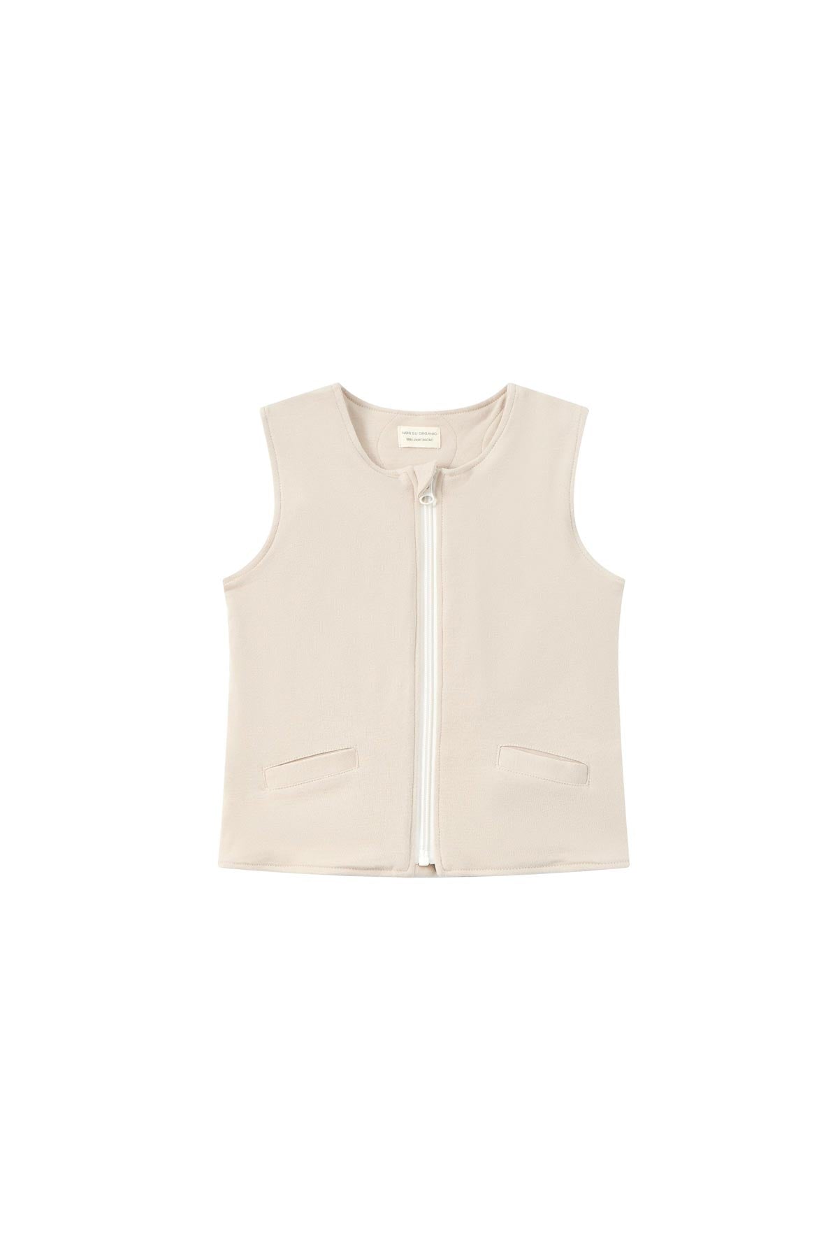 Front of Baby Organic Quilted Vest-Light Grey