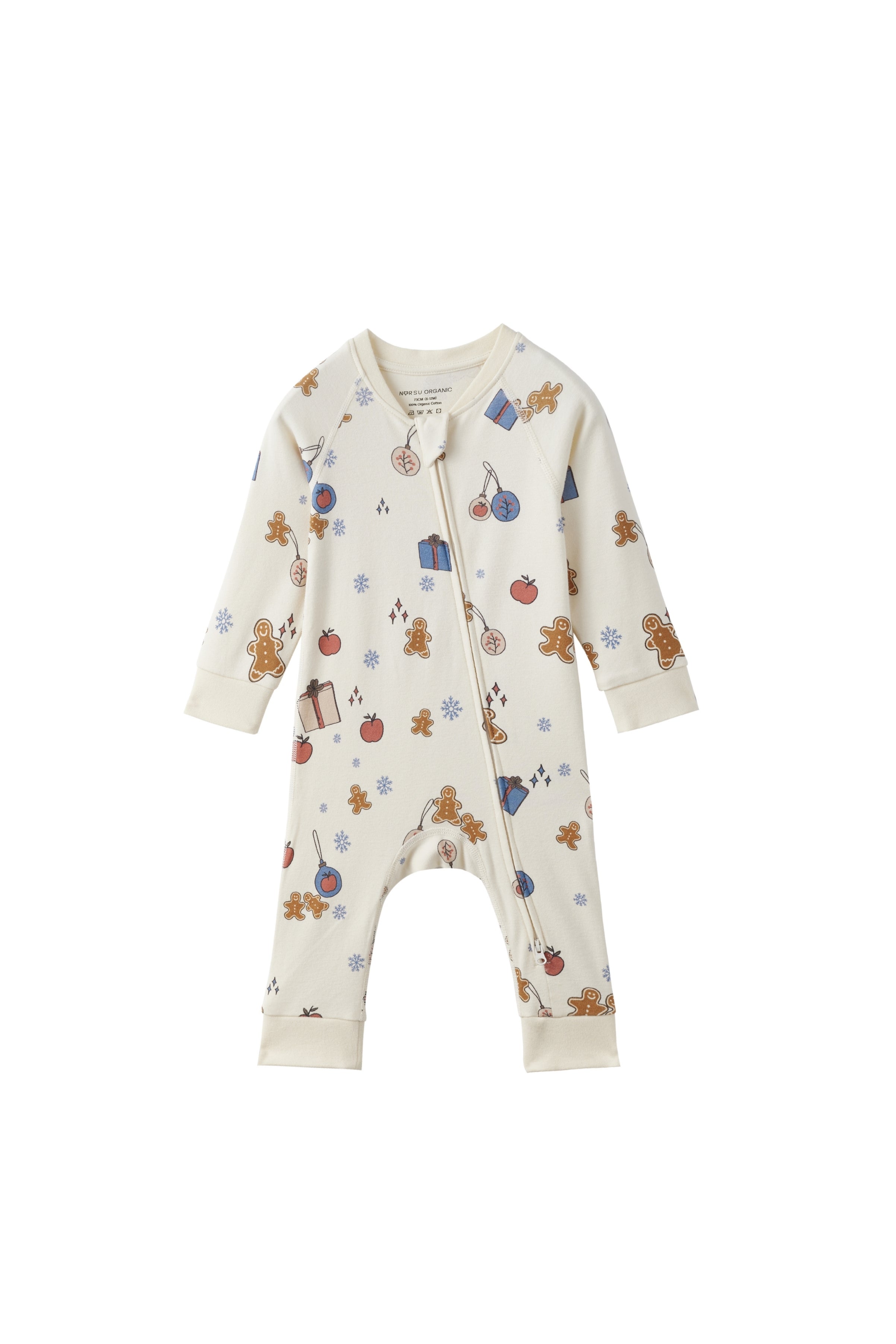 front of Baby Organic Cotton Zip-up Sleeper-Holiday Joy