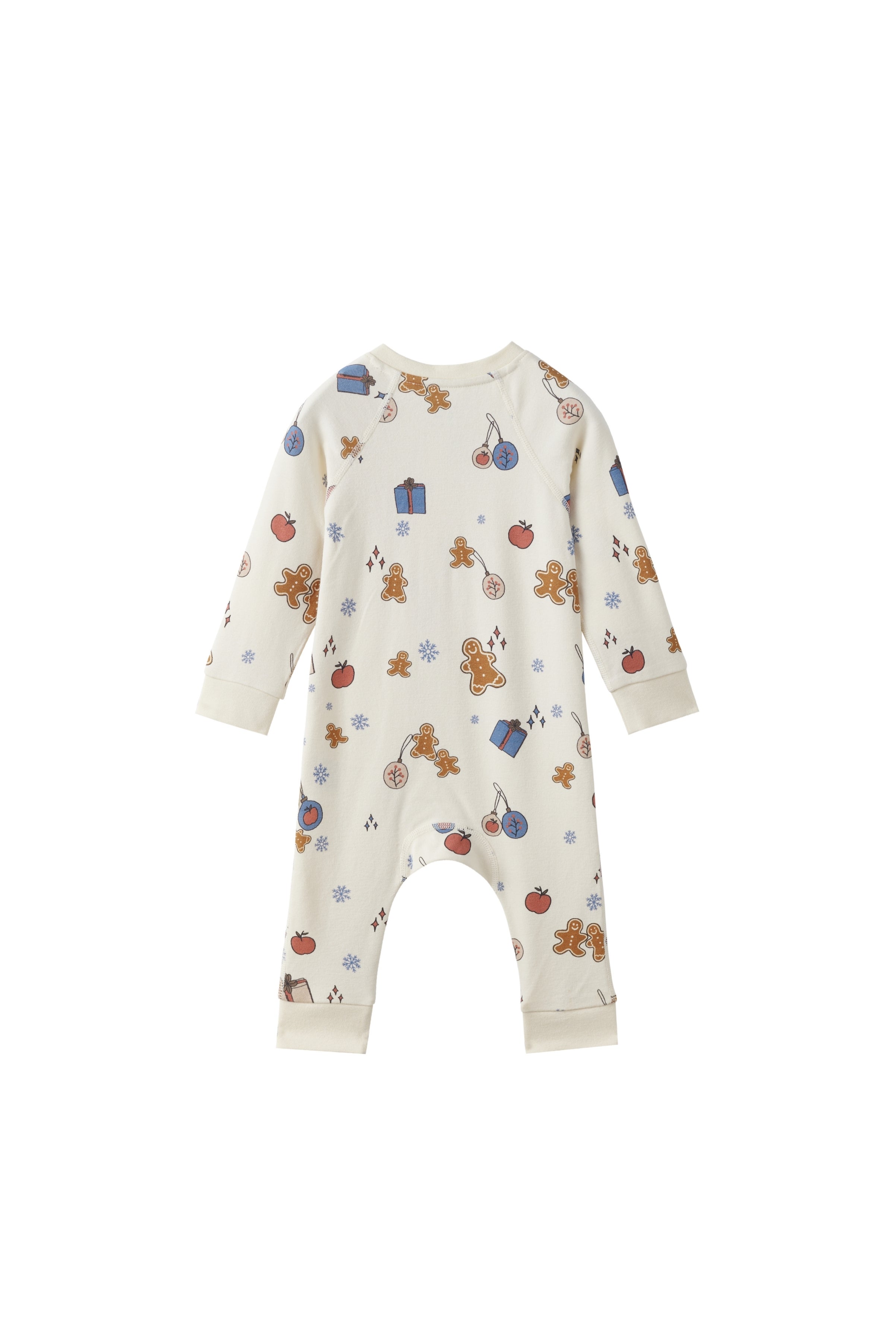 back of Baby Organic Cotton Zip-up Sleeper-Holiday Joy