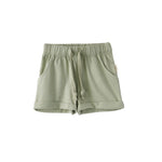 front of Organic Essential Shorts-Grey Green