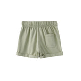 back of Organic Essential Shorts-Grey Green