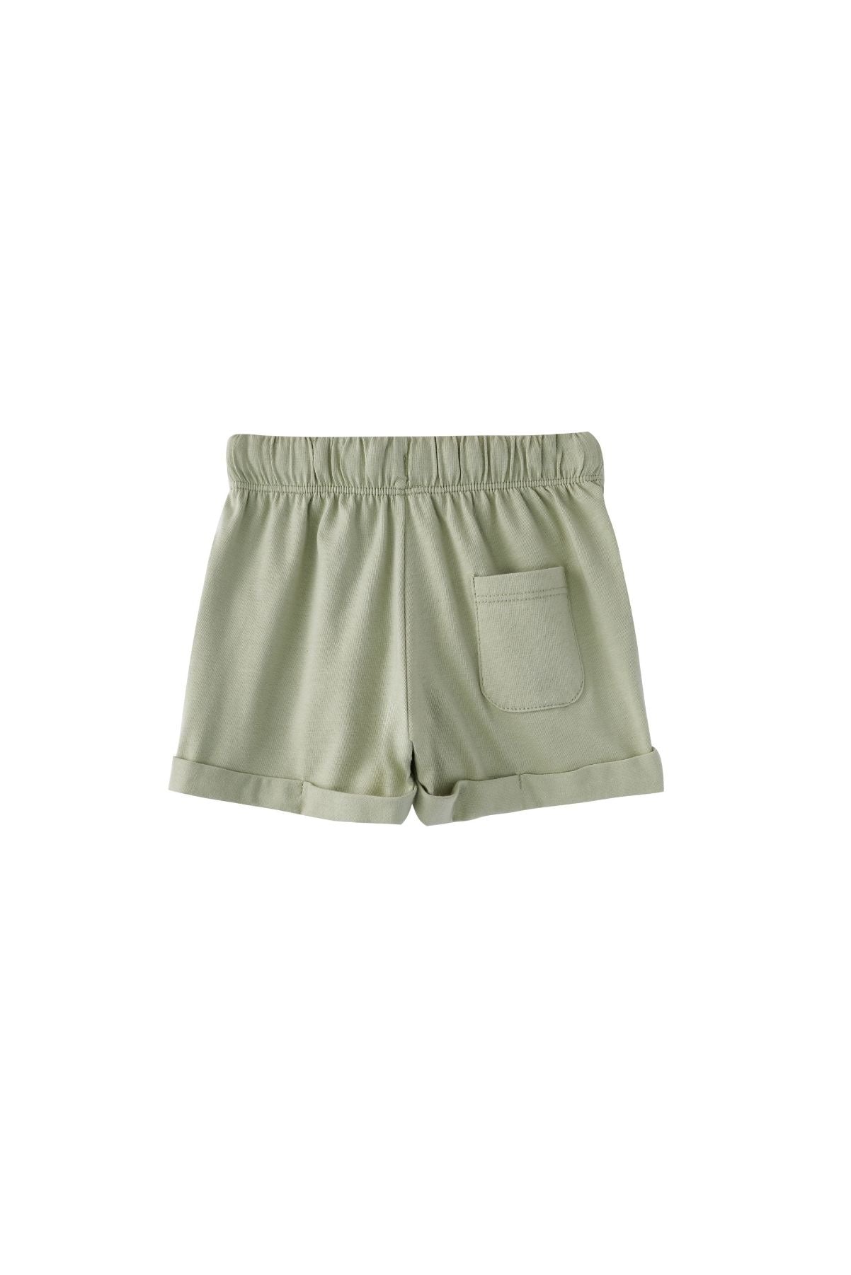 back of Organic Essential Shorts-Grey Green