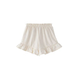 Back of Toddler Organi Ruffle Shorts-Antique White