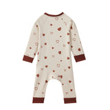 back of Baby Organic Cotton Zip-up Sleeper-Hearts