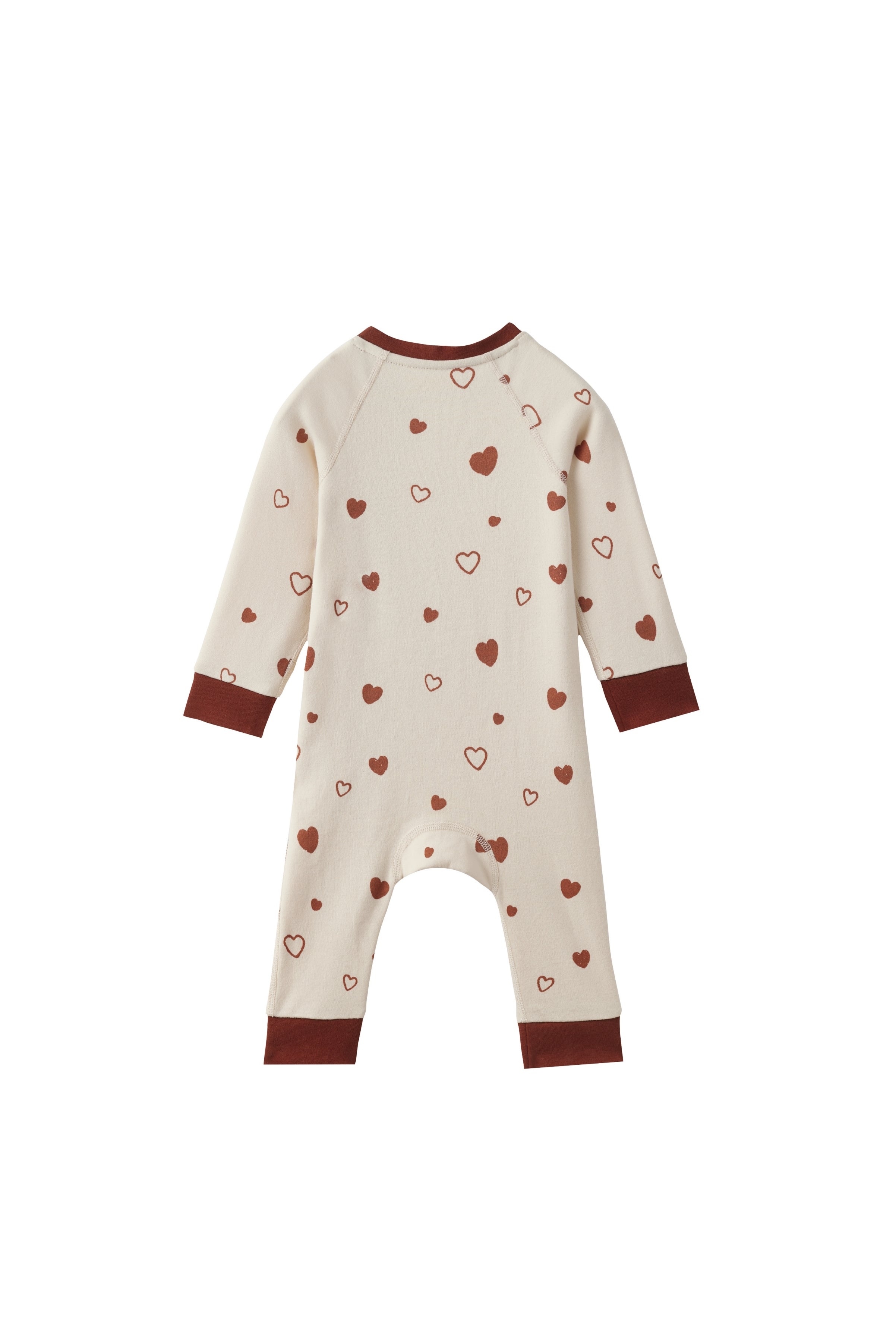 back of Baby Organic Cotton Zip-up Sleeper-Hearts