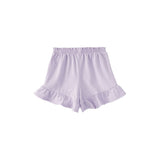 Back of Toddler Organic Ruffle Shorts-Violet