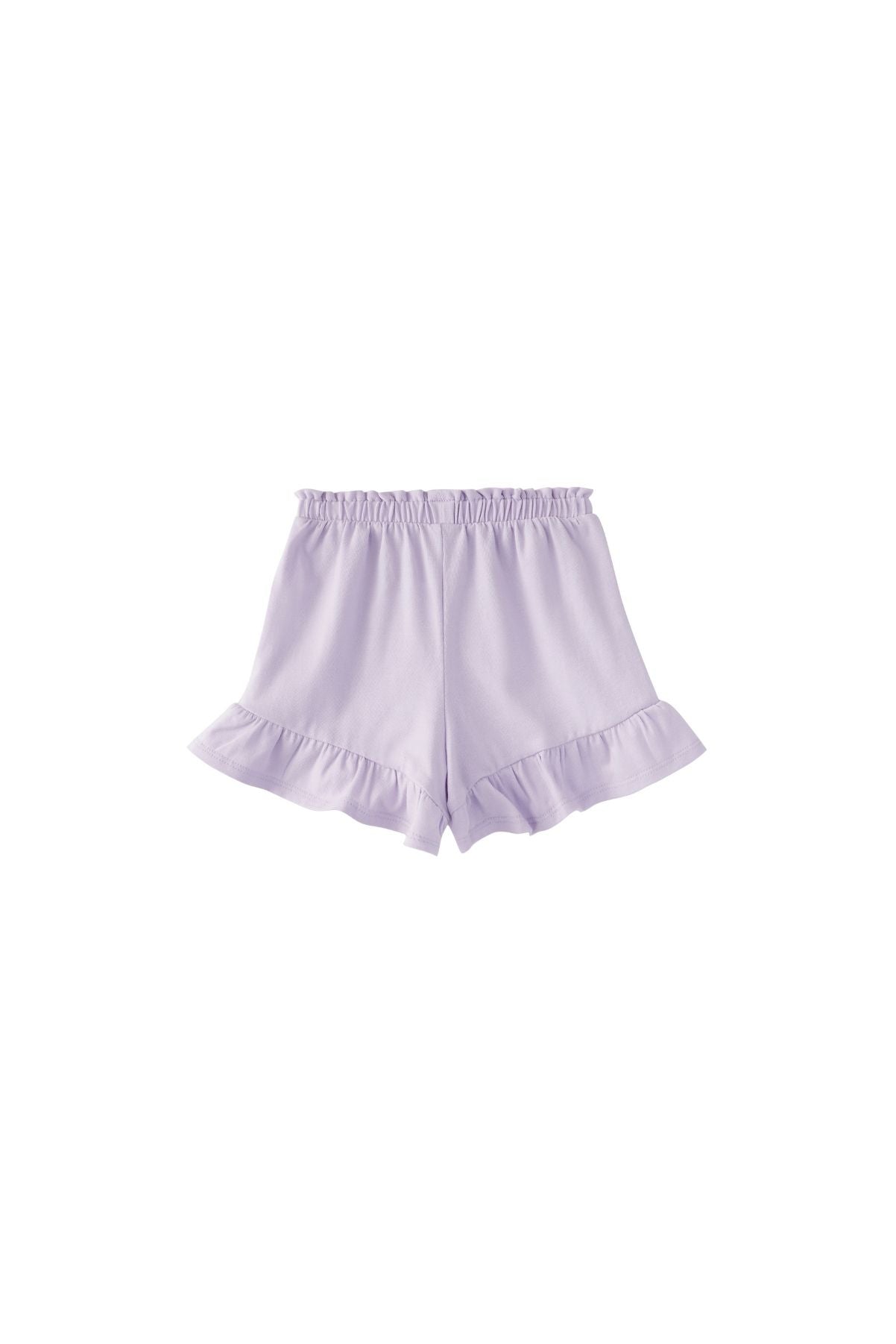 Back of Toddler Organic Ruffle Shorts-Violet