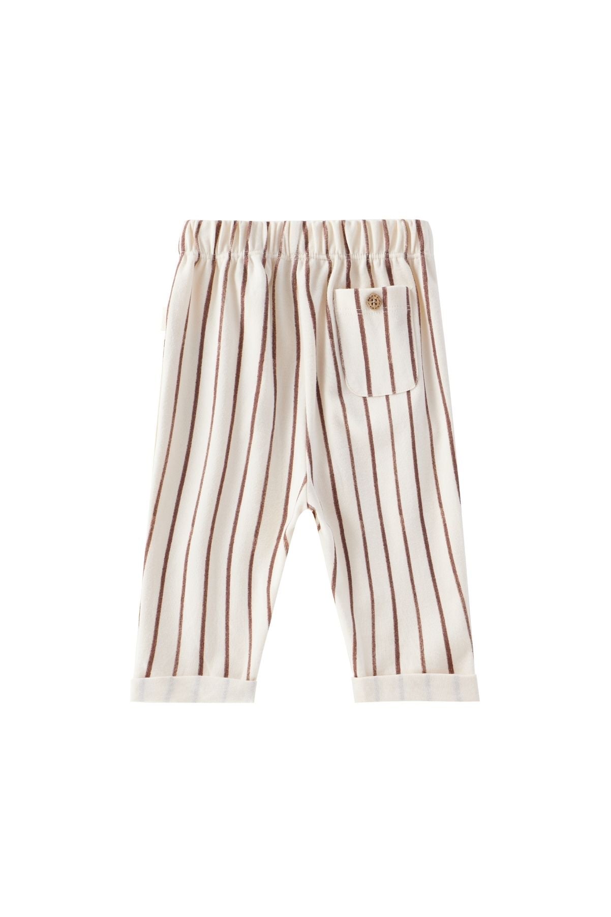 Back of Toddler Relaxed Tapered Pant-Brown Stripes