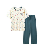 Front of Women Short-sleeve Organic PJ Set-Merry Dots