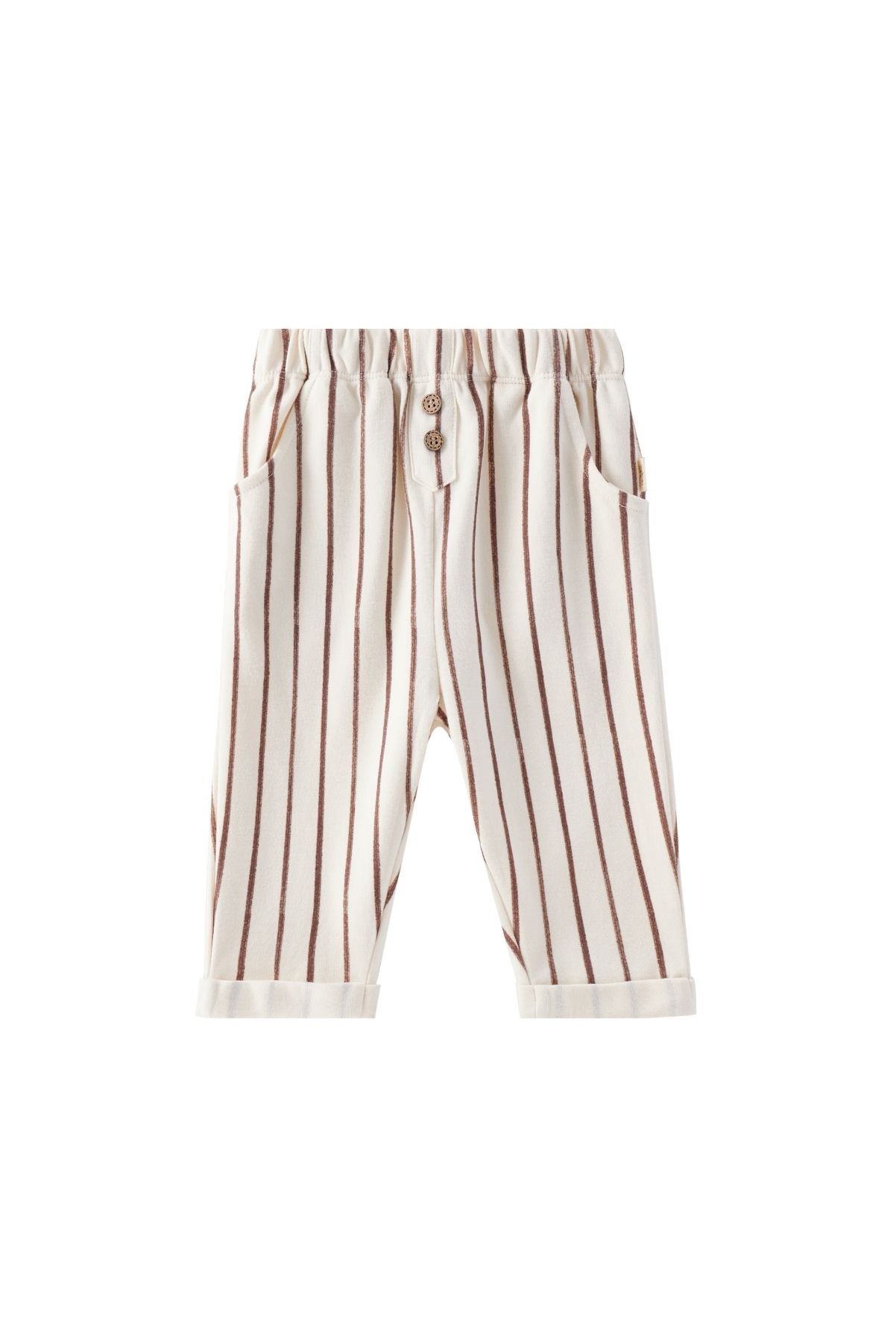 front of Toddler Relaxed Tapered Pant-Brown Stripes