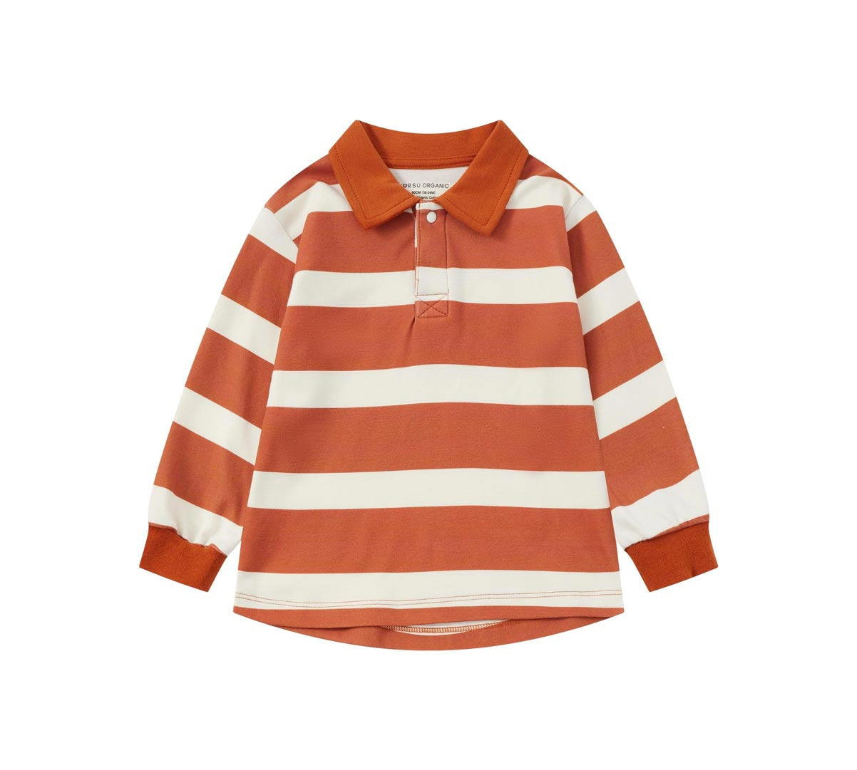 front of Toldder Organic Polo Shirt-Rust/Cream