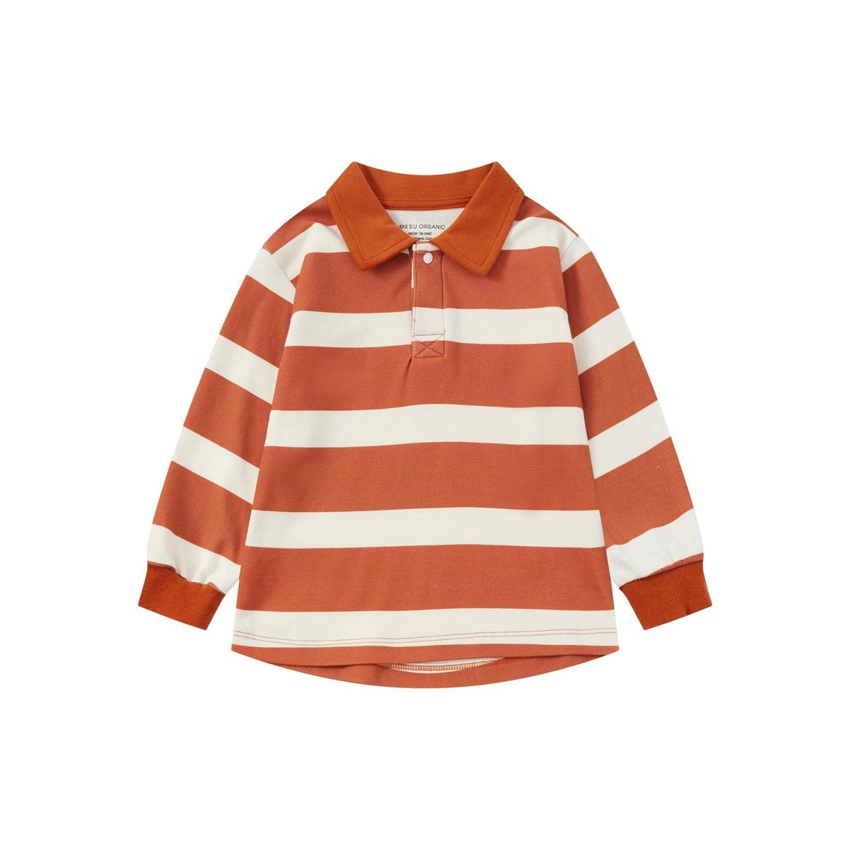 front of Toldder Organic Polo Shirt-Rust/Cream