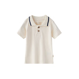 front of Toddler Bamboo Polo Shirt-Antique White