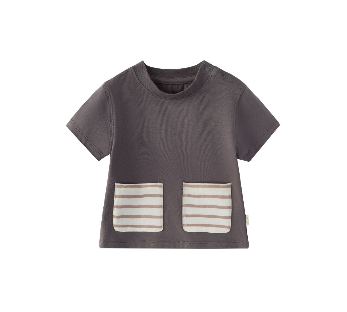 Front of Toddler Organic Cotton Pocket T-shirt-Dark grey