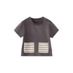 Front of Toddler Organic Cotton Pocket T-shirt-Dark grey