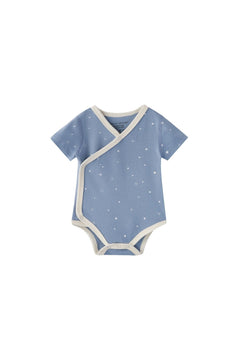 front of Baby Organic Kimono Short-sleeve Onesie-Blue Starry
