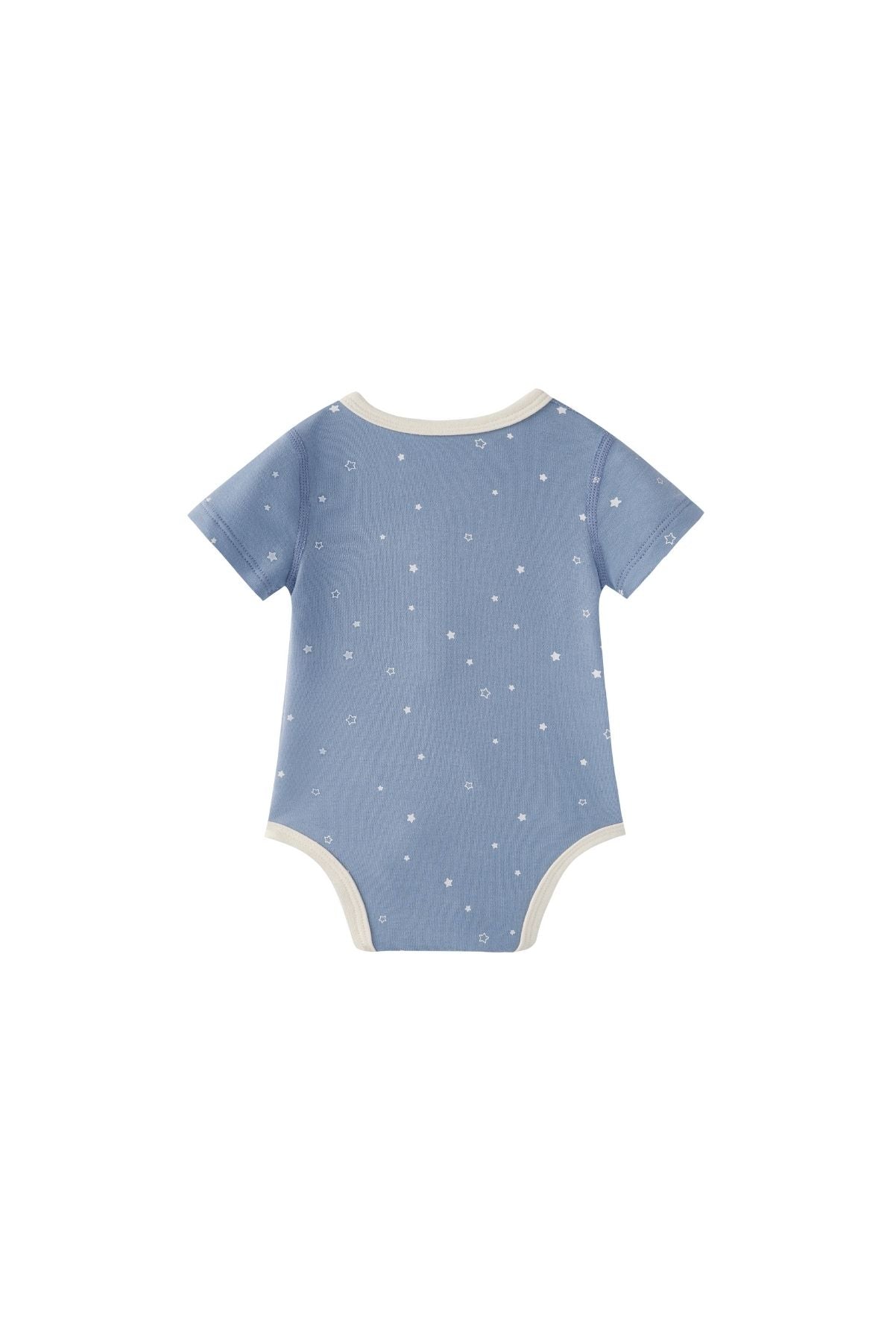 back of Baby Organic Kimono Short-sleeve Onesie-Blue Starry