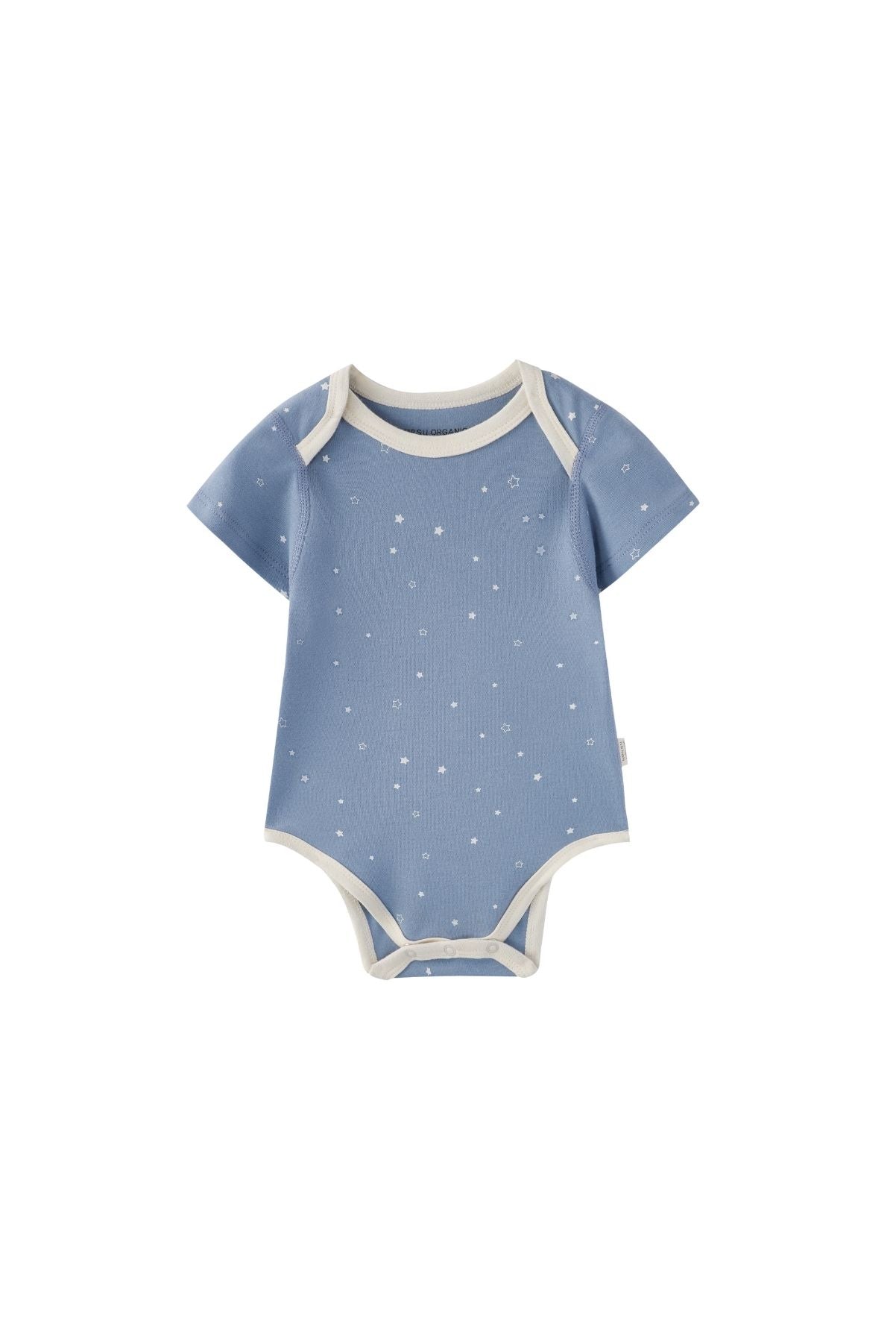 front of Baby Organic Short-Sleeve Onesie-Blue Starry