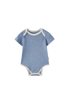 front of Baby Organic Short-Sleeve Onesie-Blue Starry