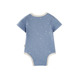 back of Baby Organic Short-Sleeve Onesie-Blue Starry
