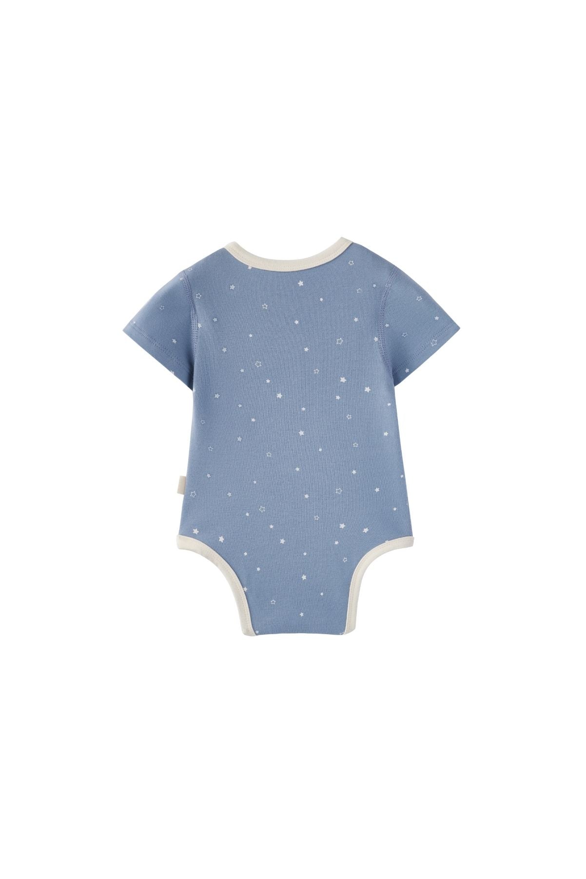 back of Baby Organic Short-Sleeve Onesie-Blue Starry