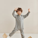 Baby Organic French Terry Bodysuit-Mix Grey