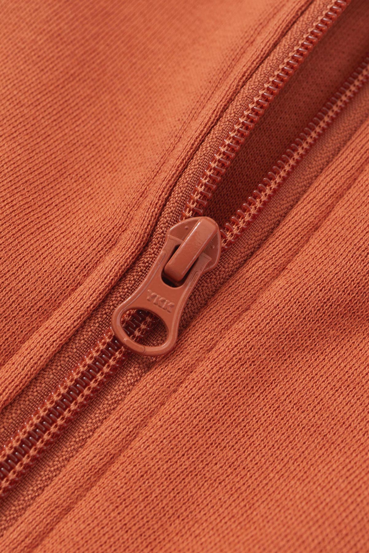 Ykk zip of Toddler Organic Fleece Hooded Jacket-Rust