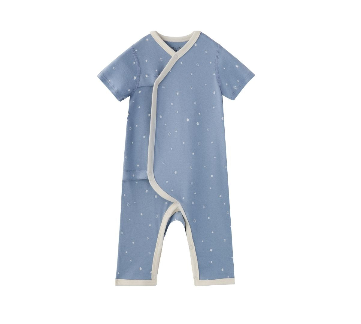 front of Baby Organic Kimono Sleeper-Blue Starry