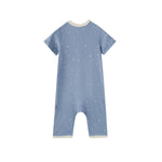back of Baby Organic Kimono Sleeper-Blue Starry