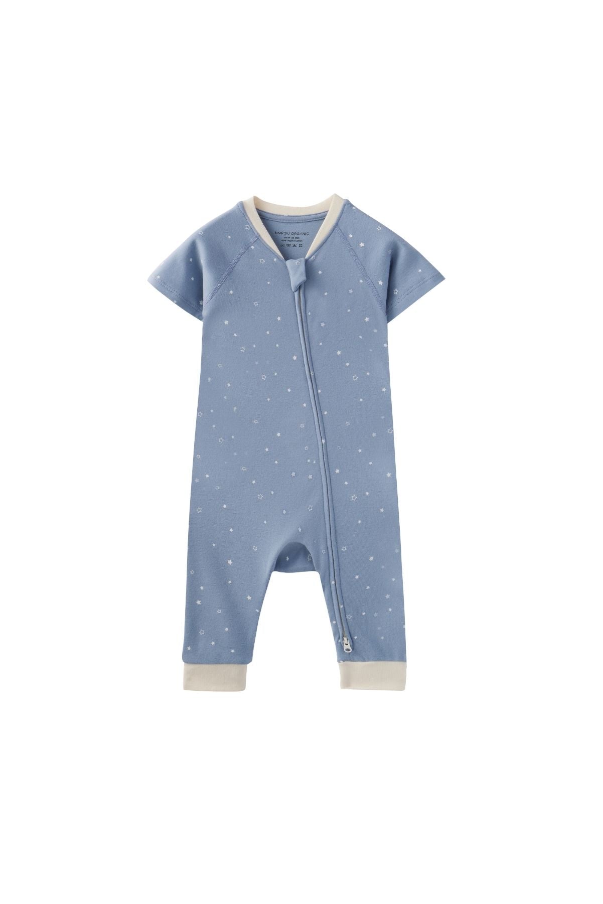 front of Baby Organic Cotton Zip-up Sleeper-Blue Starry