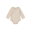 Front of Baby Organic Kimono Long-sleeve Onesie-Light Grey