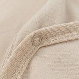 Top button of Baby Organic Kimono Long-sleeve Onesie-Light Grey