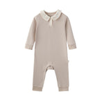 Front of  Baby Organic Cotton Collar Bodysuit-Light Grey