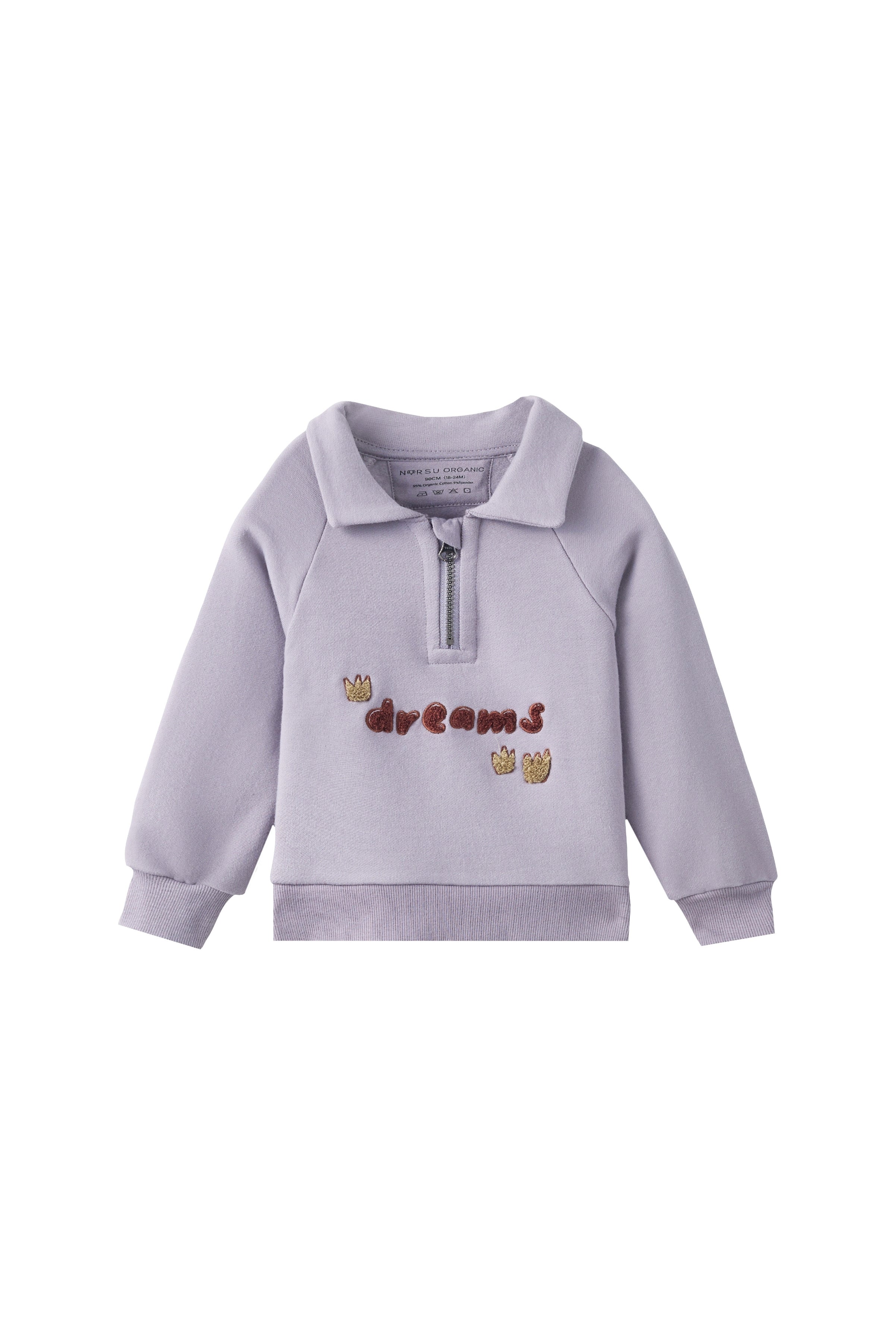 front of Toddler Organic Fleece Zip-up Sweatshirt-Dreams