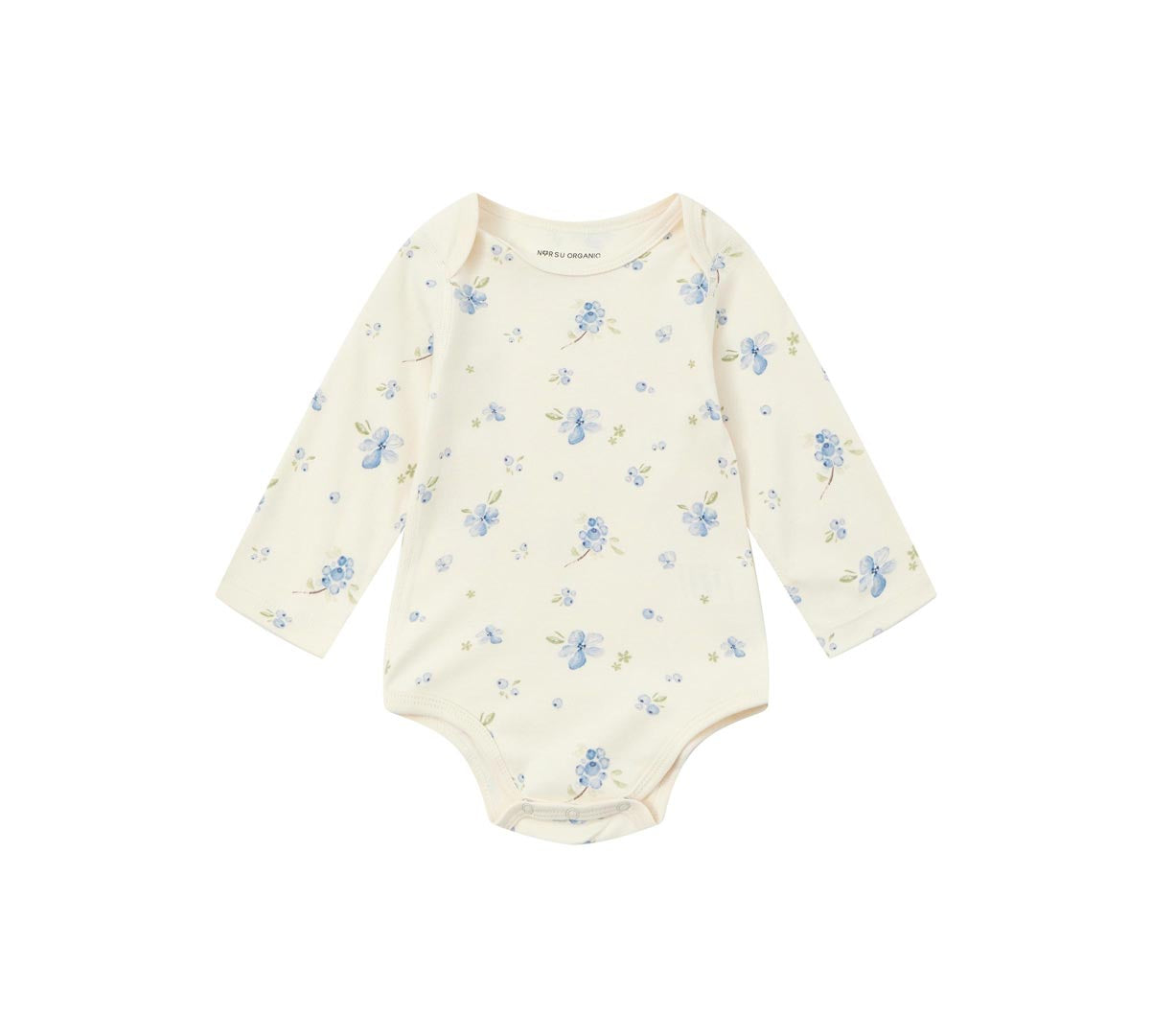 Front of Baby Organic Long-sleeve Onesie-Blueberry