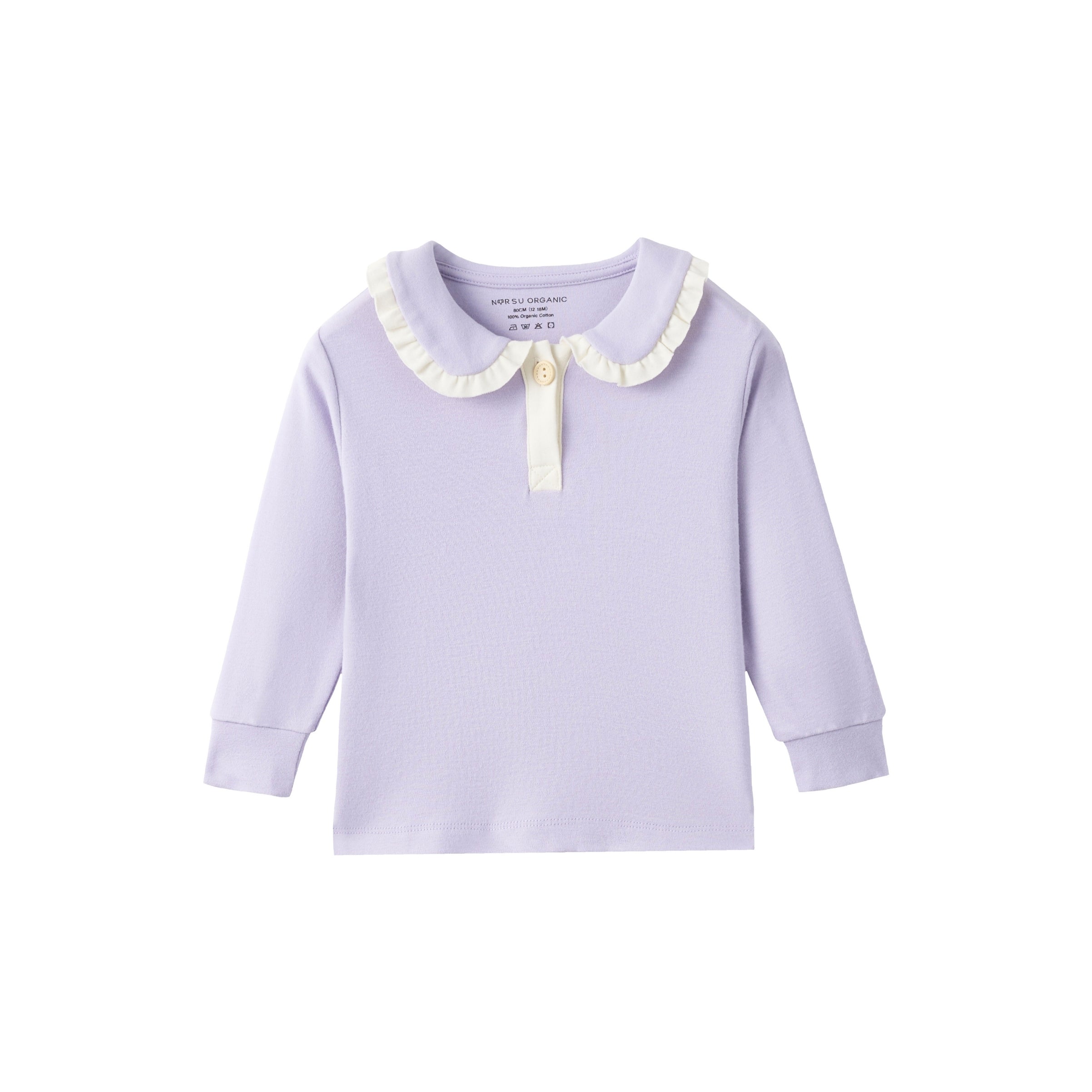 Front of Collar Long-sleeve shirt-Lilac