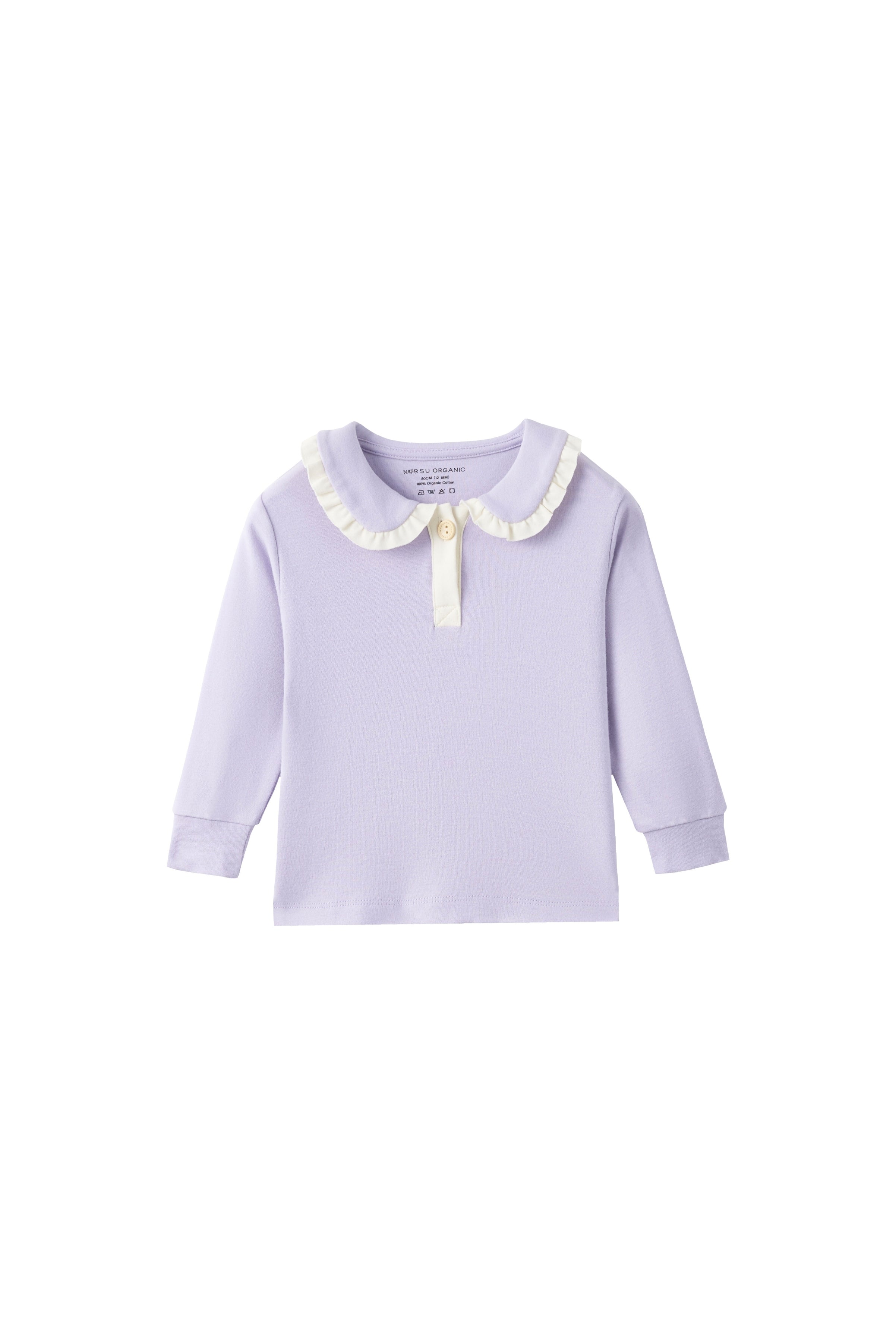 Front of Collar Long-sleeve shirt-Lilac