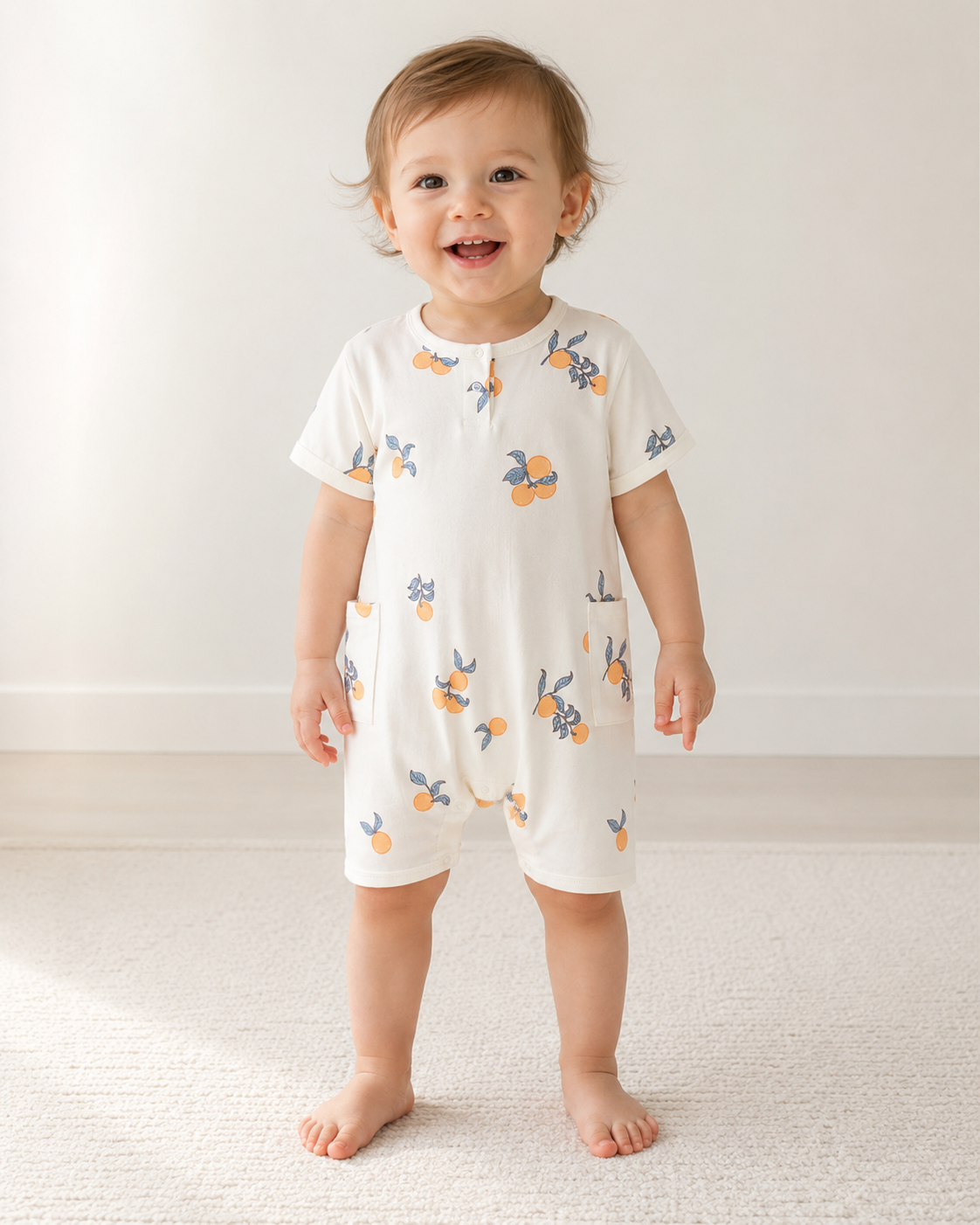 Baby_Organic_Bamboo_Romper-Clementine_model_front