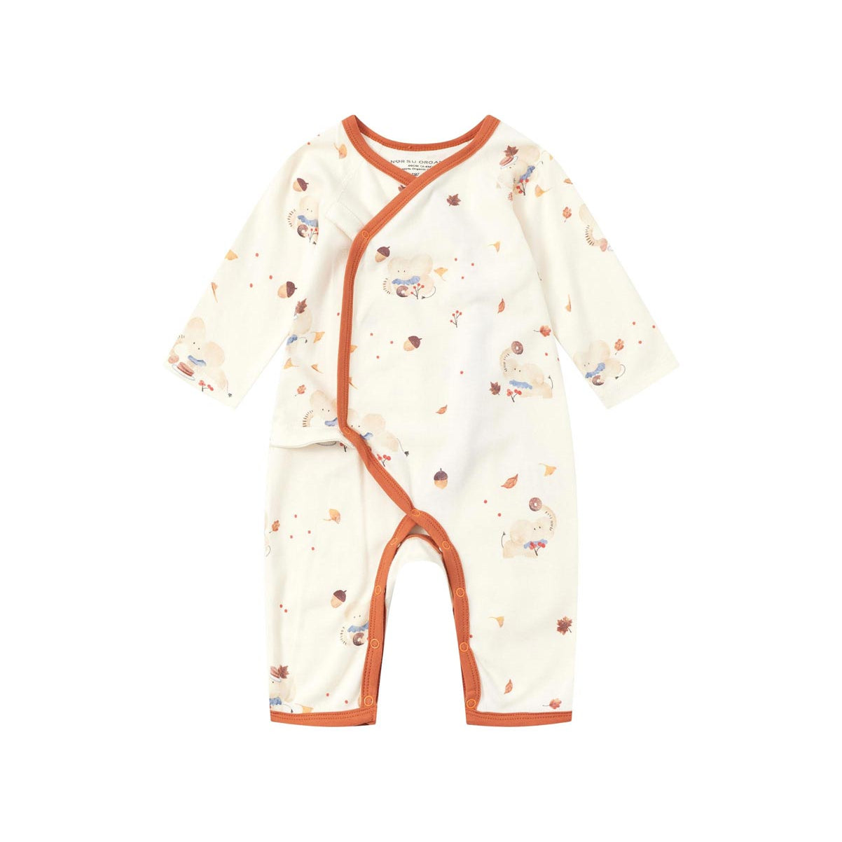 Front of Baby Organic Kimono Sleeper-Maple Leaf