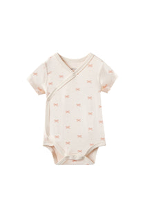 Baby Organic Kimono Short-sleeve Onesie-Bowties