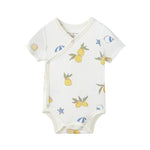 Baby Organic Kimono Short-sleeve Onesie-Lemon