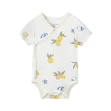 Baby Organic Kimono Short-sleeve Onesie-Lemon