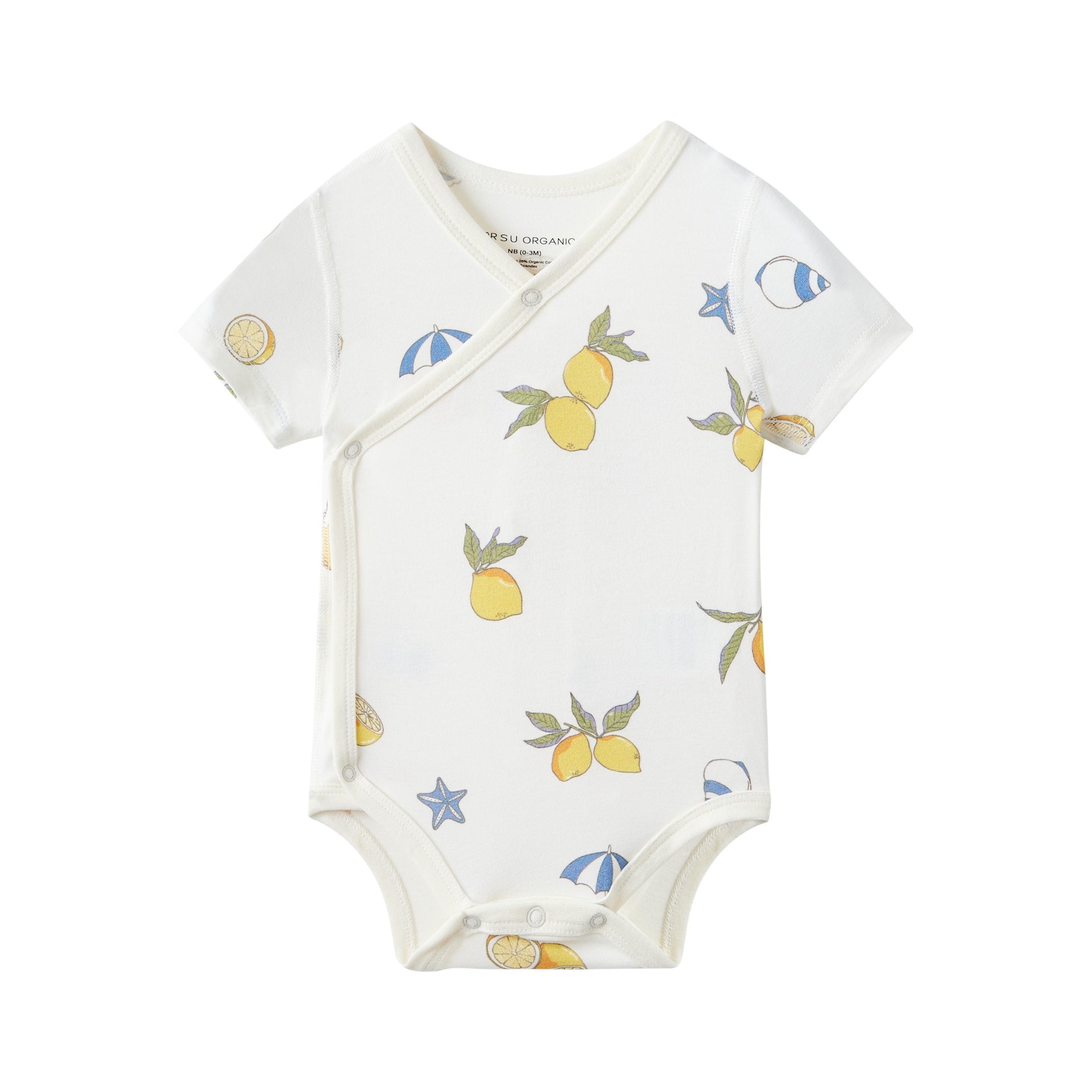 Baby Organic Kimono Short-sleeve Onesie-Lemon