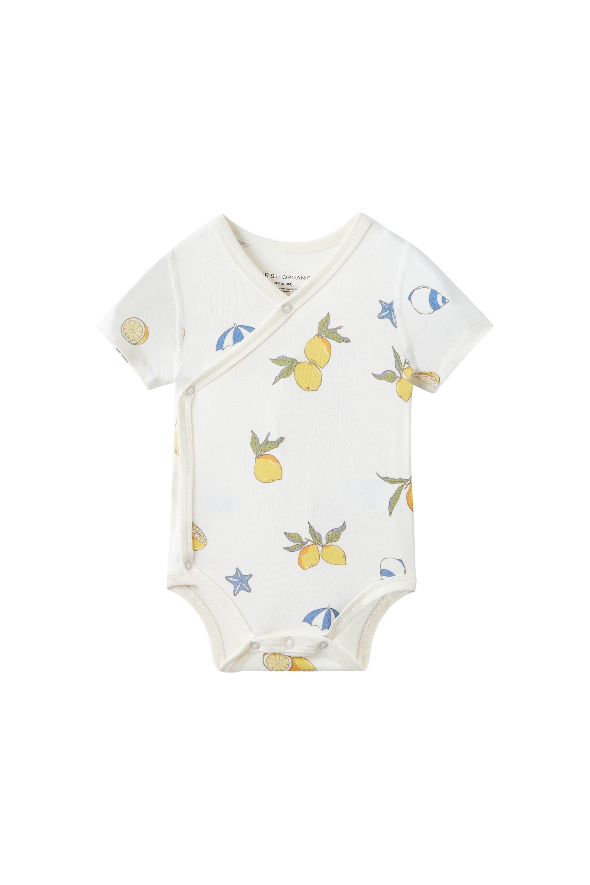 Baby Organic Kimono Short-sleeve Onesie-Lemon