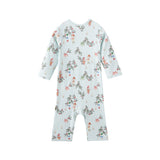 Floral patterned baby sleeper on a white background